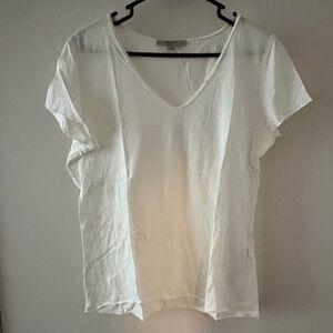 All Saints Cream V-Neck Short Sleeve Top